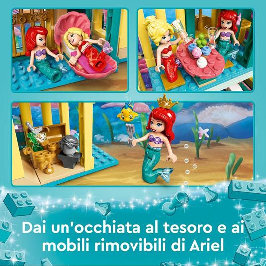 Lafeltrinelli LEGO Disney 43207 Il Palazzo Sottomarino Di Ariel Castello Con Mini Bamboline Della Sirenetta Giochi Per Bambini Di 6+ Anni