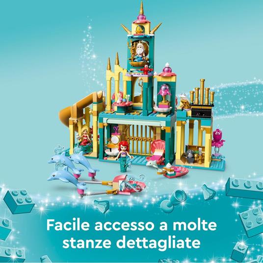Lafeltrinelli LEGO Disney 43207 Il Palazzo Sottomarino Di Ariel Castello Con Mini Bamboline Della Sirenetta Giochi Per Bambini Di 6+ Anni