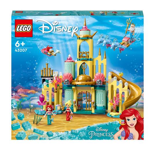 Lafeltrinelli LEGO Disney 43207 Il Palazzo Sottomarino di Ariel Castello con Mini Bamboline della Sirenetta Giochi per Bambini di 6+ Anni