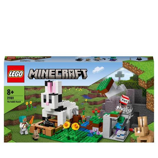 Lafeltrinelli LEGO Minecraft 21181 Il Ranch del Coniglio Giochi per Bambini e Bambine di 8+ Anni con Figure di Domatore Zombie e Animali