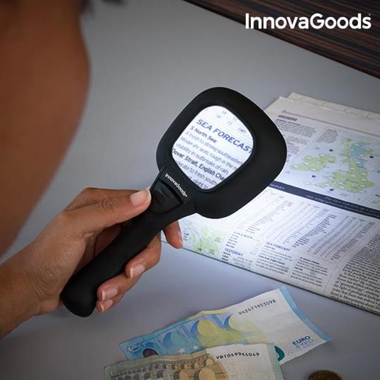 Lafeltrinelli Lente di Ingrandimento con Luce LED e Ultravioletta 3X InnovaGoods