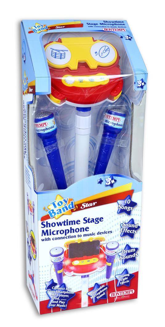 Lafeltrinelli Microfono da Palcoscenico con 2 Microfoni Asta Regolabile in Altezza 10 Brani Preregistrati. Bontempi (40 1410)