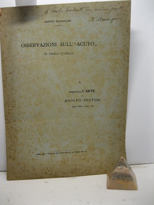 Lafeltrinelli Osservazioni sull' 'Acuto' di Paolo Uccello. Estratto da L'Arte di Adolfo Venturi anno XXII - fasc. I-II