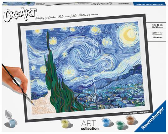 Lafeltrinelli Ravensburger - CreArt ART COLLECTION Van Gogh: Notte stellata Kit per Dipingere con i Numeri