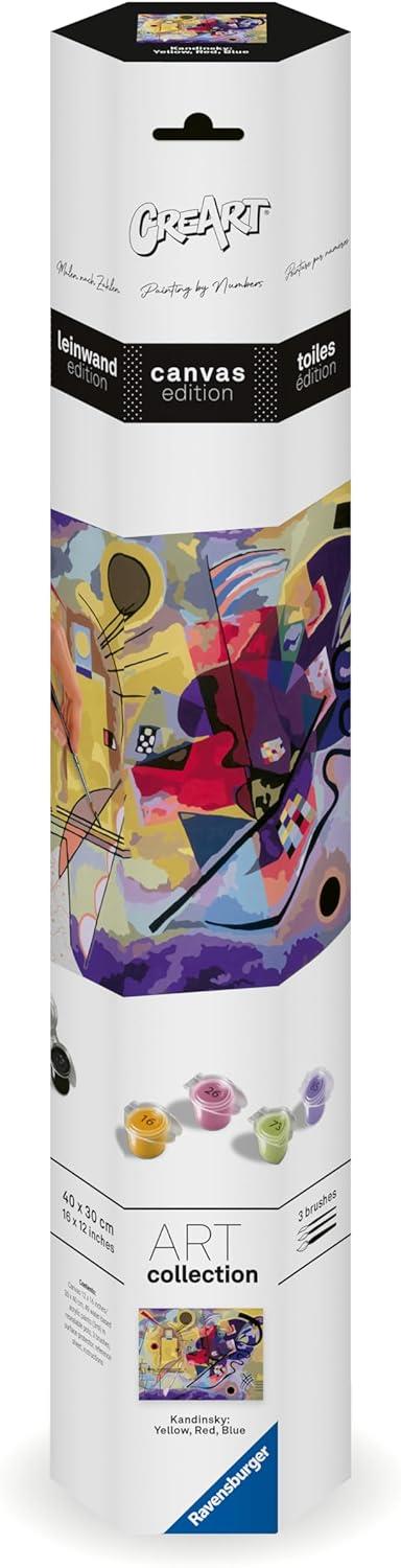 Lafeltrinelli Ravensburger - CreArt Premium B Canvas Kandinsky Giallo Rosso E Blu Kit Pittura 14+ Anni 30x40 Cm