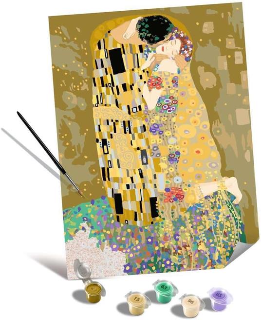 Lafeltrinelli Ravensburger - CreArt Premium B Canvas Klimt Il Bacio Dipingere Con I Numeri Kit Pittura 14+ Anni 30x40 Cm