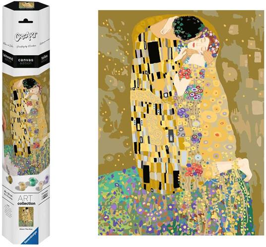 Lafeltrinelli Ravensburger - CreArt Premium B Canvas Klimt Il Bacio Dipingere con i Numeri Kit Pittura 14+ Anni 30x40 cm