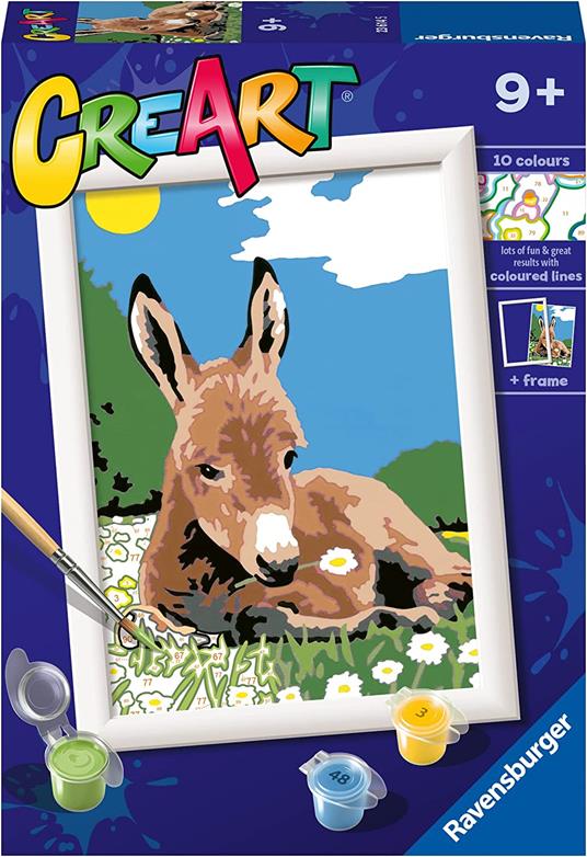 Lafeltrinelli Ravensburger - CreArt Serie E: Asinello Kit per Dipingere con i Numeri Contiene una Tavola Prestampata Pennello