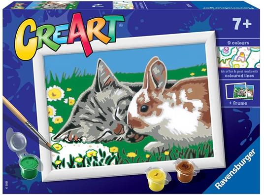 Lafeltrinelli Ravensburger - CreArt Serie E: Riposino sul Prato Kit per Dipingere con i Numeri Contiene una Tavola Prestampata Pennello