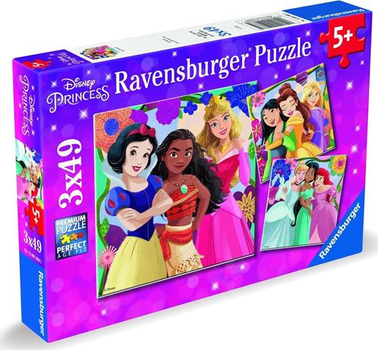 Lafeltrinelli Ravensburger - Puzzle Disney Princess Collezione 3x49 3 Puzzle da 49 Pezzi Età Raccomandata 5+ Anni
