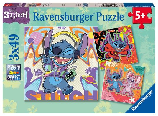 Lafeltrinelli Ravensburger - Puzzle Disney Stitch Collezione 3x49 3 Puzzle da 49 Pezzi Età Raccomandata 5+ Anni