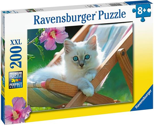 Lafeltrinelli Ravensburger - Puzzle Micio Bianco 200 Pezzi XXL Età Raccomandata 8+ Anni