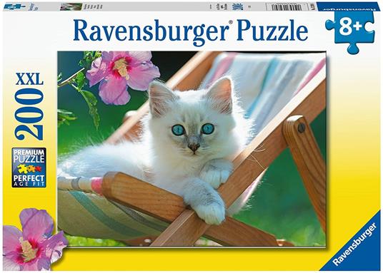 Lafeltrinelli Ravensburger - Puzzle Micio Bianco 200 Pezzi XXL Età Raccomandata 8+ Anni