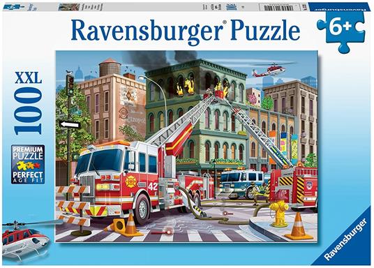 Lafeltrinelli Ravensburger - Puzzle Pompieri 100 Pezzi XXL Età Raccomandata 6+ Anni