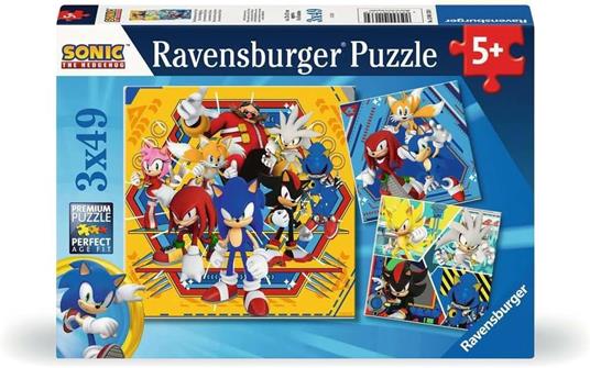 Lafeltrinelli Ravensburger - Puzzle Sonic Collezione 3x49 3 Puzzle da 49 Pezzi Età Raccomandata 5+ Anni