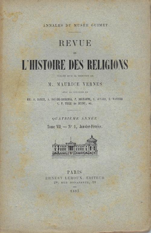 Lafeltrinelli Revue de l'histoire des religions: Annales du Musée Guimet. Quatrième année. Tome VII n.1 Janvier-Février