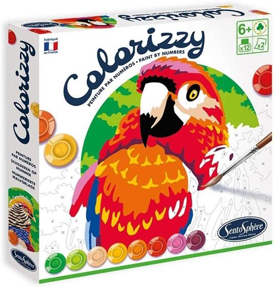 Lafeltrinelli Sentosphere 3904501 Colorizzy - Kit per dipingere con i Numeri per Bambini e pappagalli Kit Creativo Fai da Te