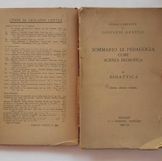 Lafeltrinelli Sommario di pedagogia come scienza filosofica. Didattica Volume II