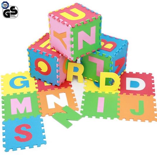 Lafeltrinelli Tappeto Puzzle Per Bambini Set 60 Pezzi Gioco Tappetino Lettere Alfabeto Gomma