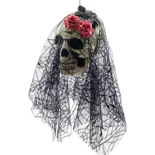 Lafeltrinelli Teschio D'Appendere con Velo in Pizzo H.Cm.50 Ca. Carnival Toys (9084)
