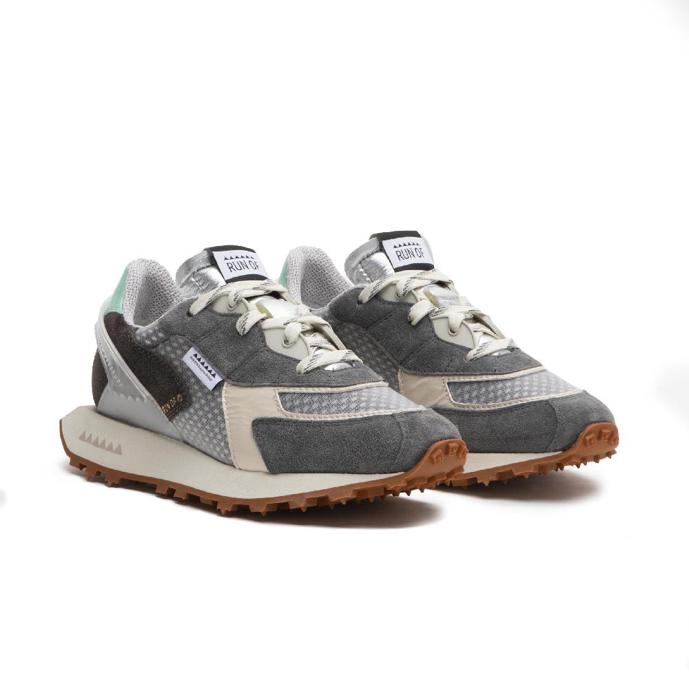 RUN OF Abelia Sneakers In Pelle Scamosciata E Rete Di Nylon Con Talloncino In Pelle %
