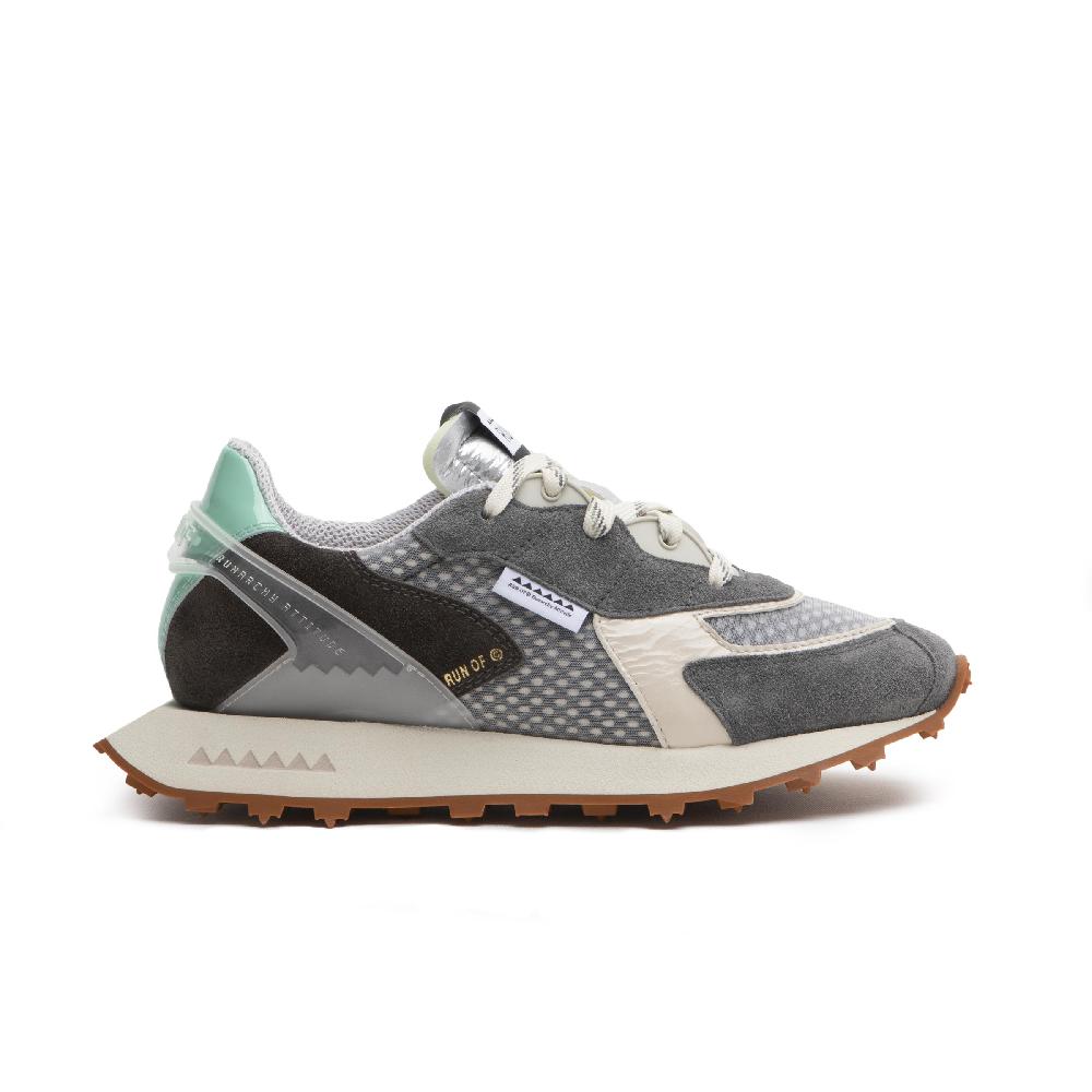 RUN OF Abelia sneakers in pelle scamosciata e rete di nylon con talloncino in pelle %