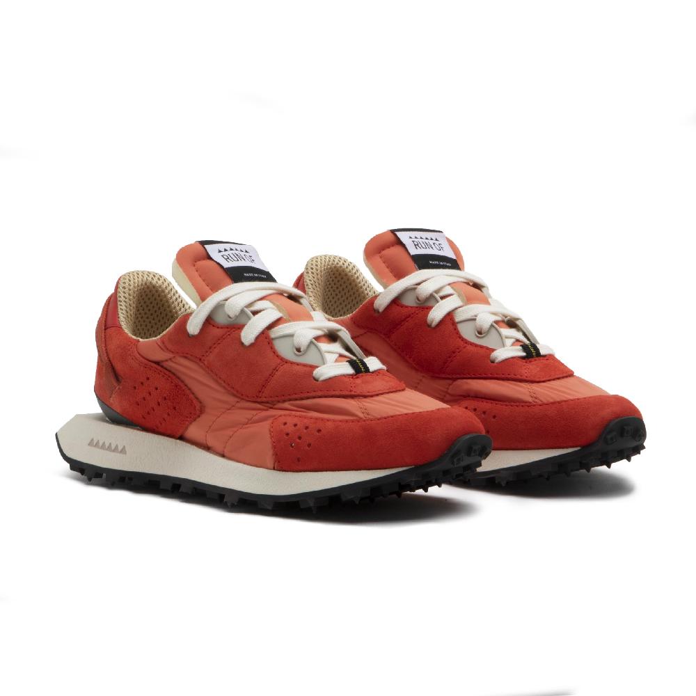 RUN OF Argo Scarpe Da Ginnastica In Pelle Scamosciata E Nylon Rosso Mattone