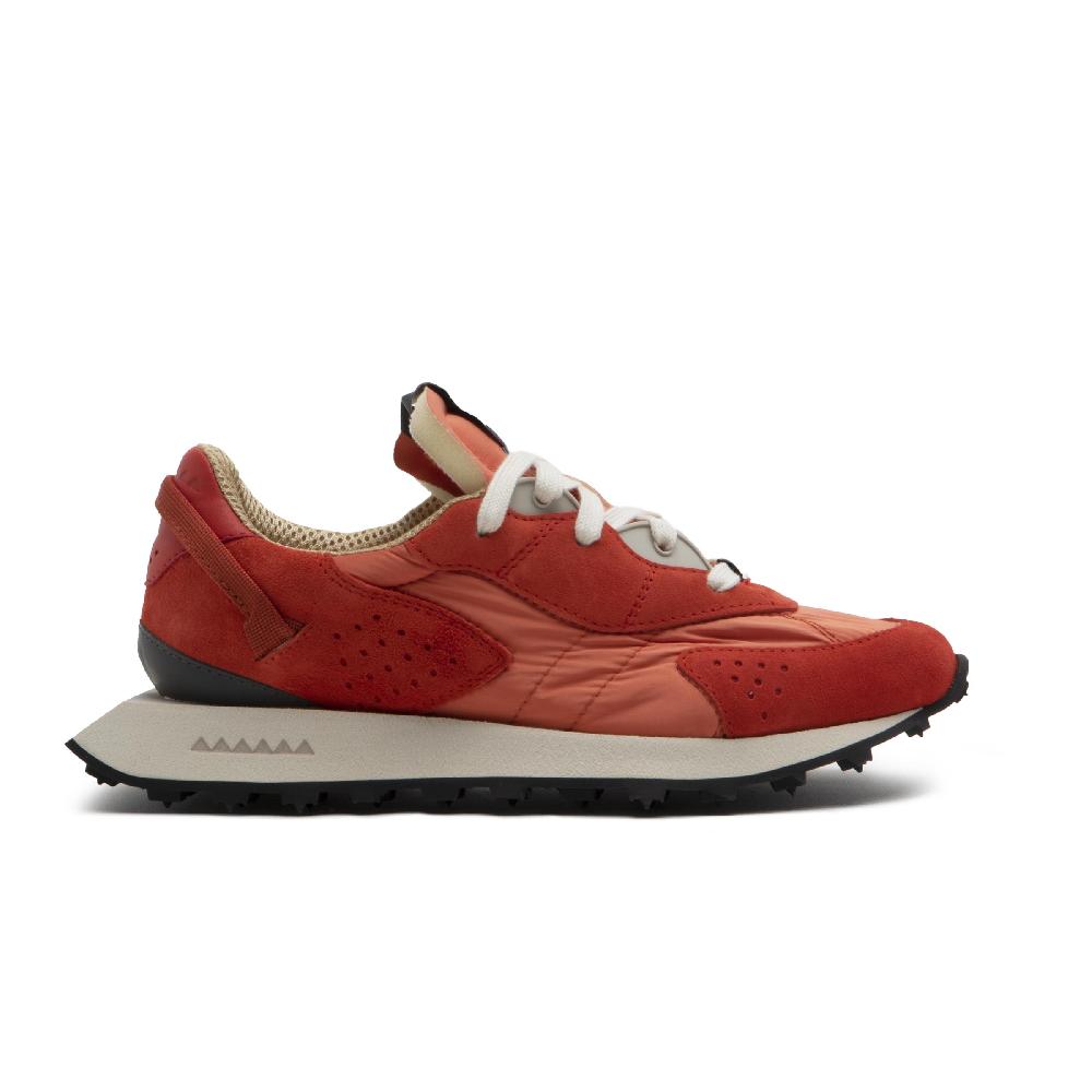 RUN OF Argo scarpe da ginnastica in pelle scamosciata e nylon rosso mattone