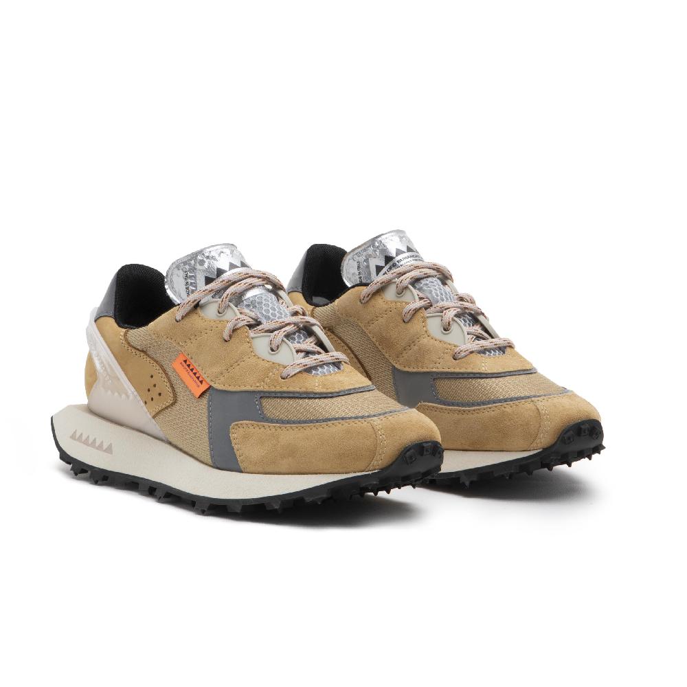 RUN OF Atene Sneakers In Pelle Scamosciata Marrone Chiaro Nabuk E Nylon