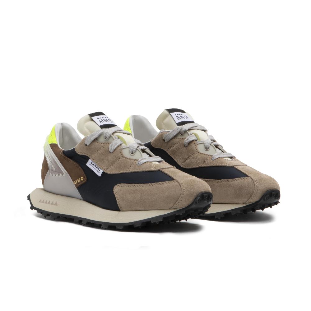 RUN OF Barrio Sneakers In Pelle Scamosciata Nylon E Nabuk Con Talloncino In Pelle Gialla %