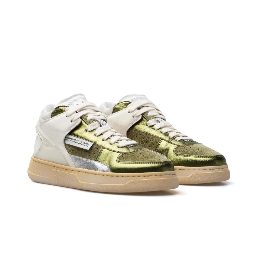 RUN OF Bessmer Mid Sneakers Mid In Pelle Di Colori Metallizzati