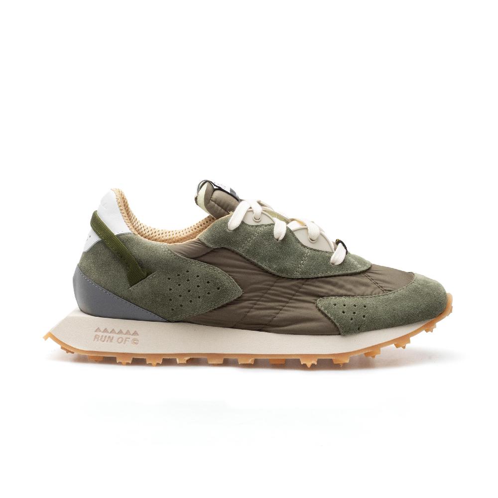 RUN OF Bosco Sneakers In Pelle Scamosciata E Nylon Verde Militare