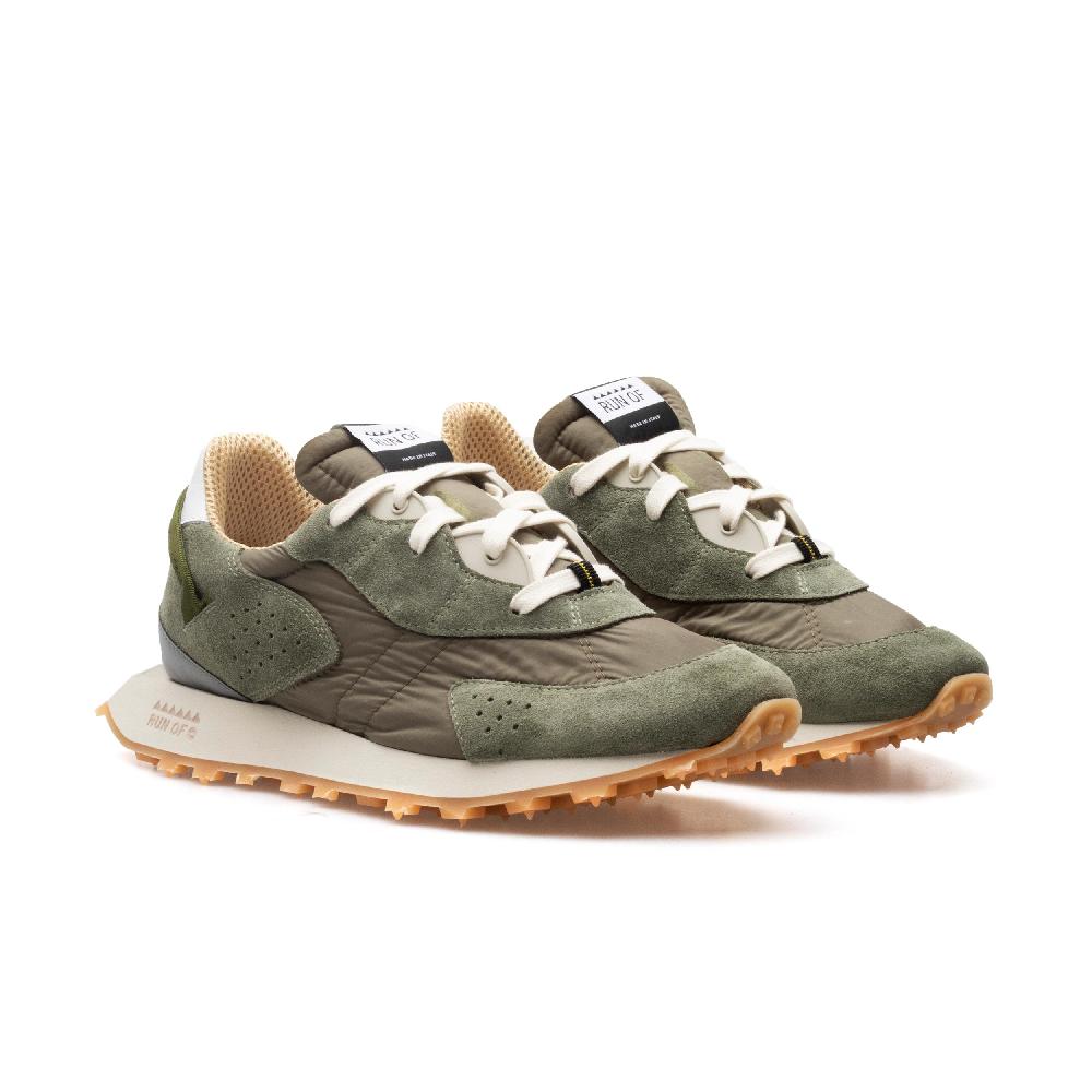 RUN OF Bosco Sneakers In Pelle Scamosciata E Nylon Verde Militare