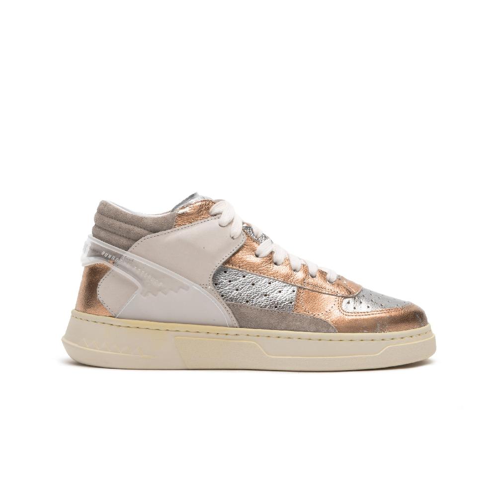 RUN OF Bronze Mid Sneakers Mid In Pelle Di Colori Metallizzati