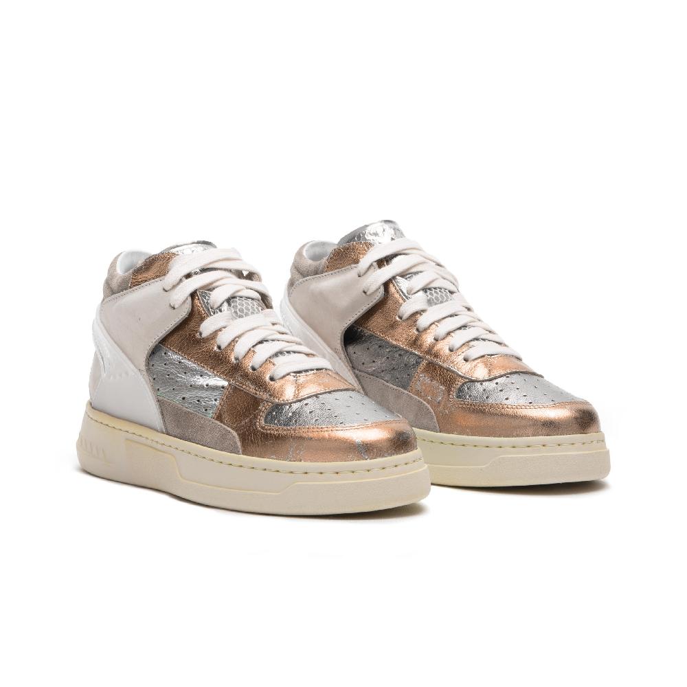 RUN OF Bronze Mid Sneakers Mid In Pelle Di Colori Metallizzati