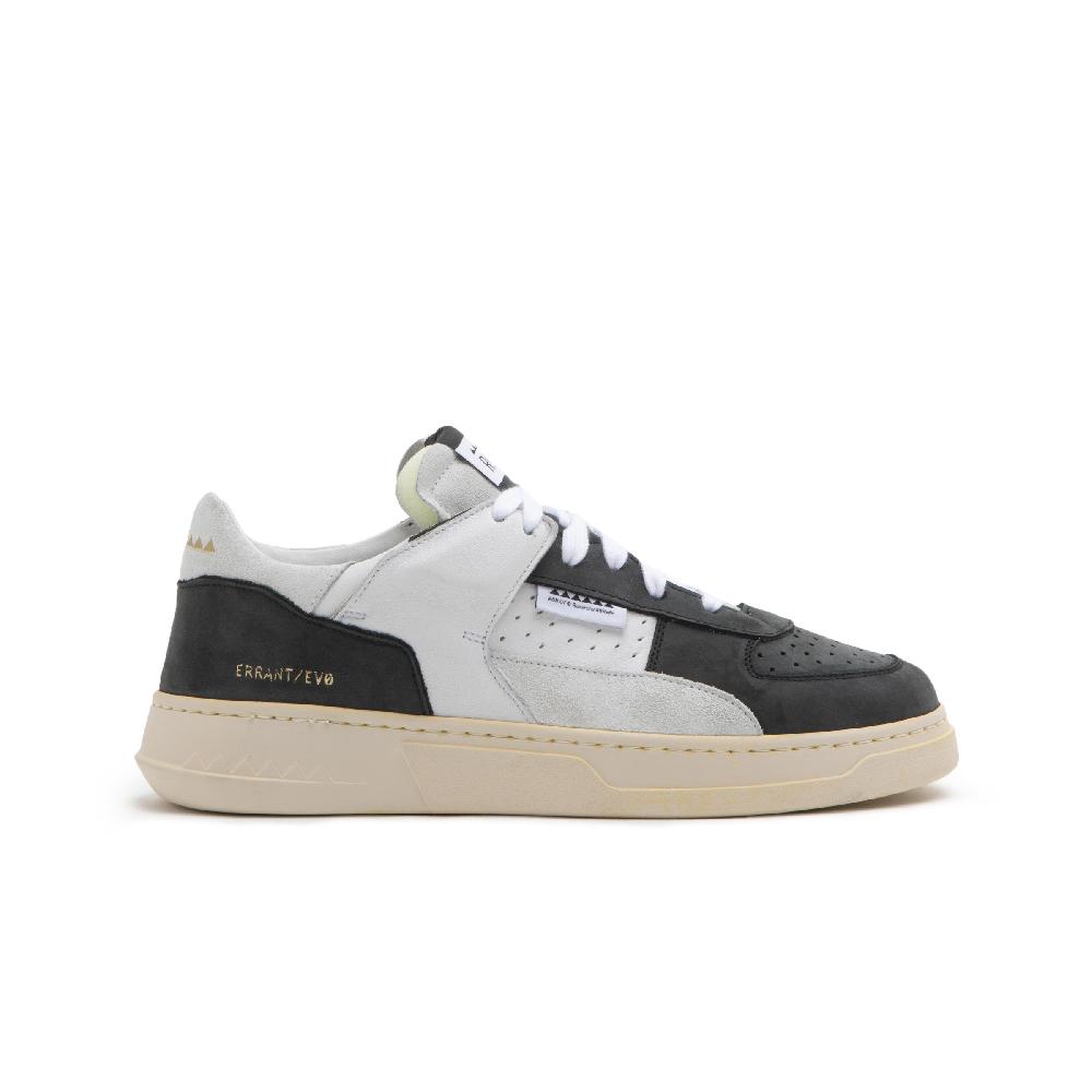 RUN OF Buio sneakers | in pelle bianca e nera con talloncino bianco %