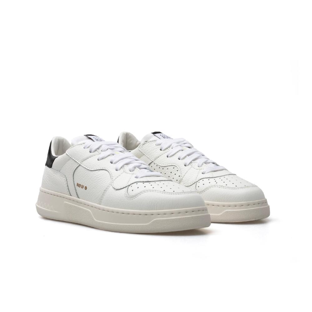 RUN OF Classic BK Sneakers In Pelle Bianca Con Talloncino In Pelle Nera