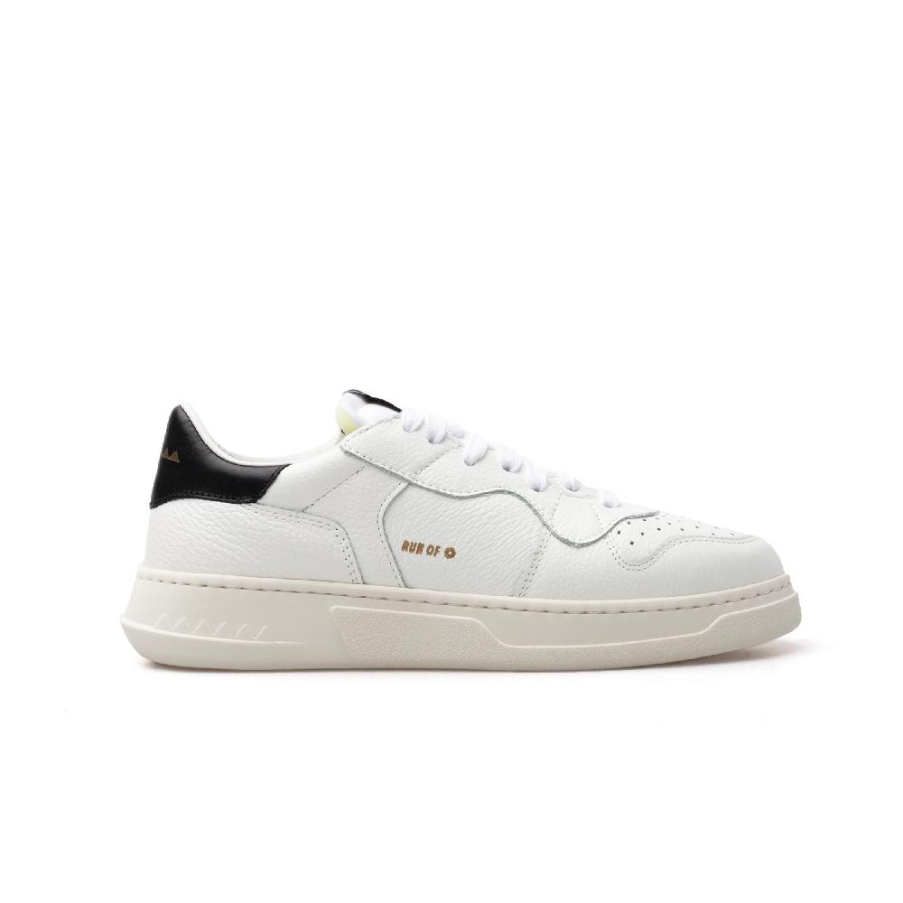 RUN OF Classic BK sneakers in pelle bianca con talloncino in pelle nera