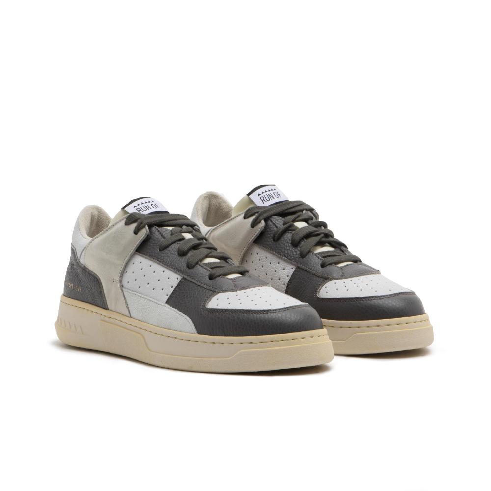 RUN OF Detroit/One Sneakers | In Pelle Bianca E Nera Con Talloncino Bianco %