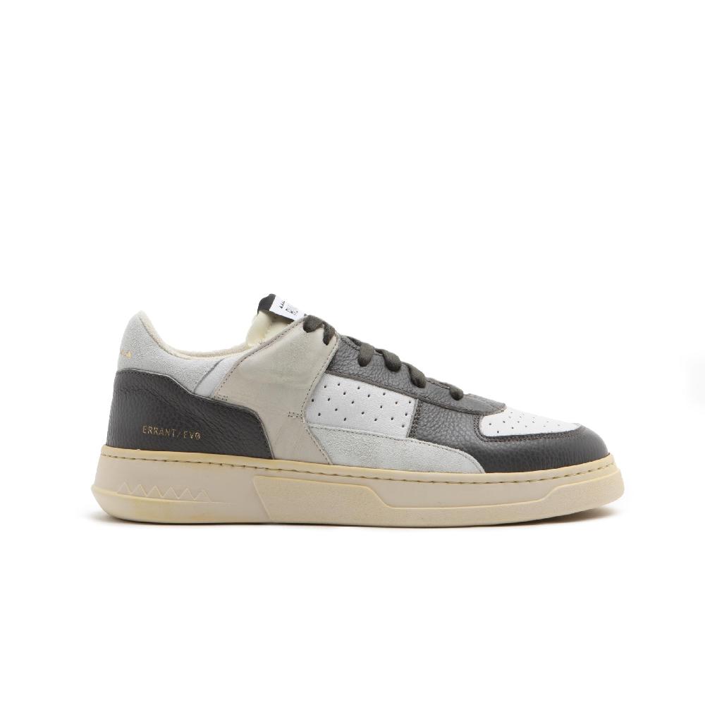 RUN OF Detroit/One sneakers | in pelle bianca e nera con talloncino bianco %