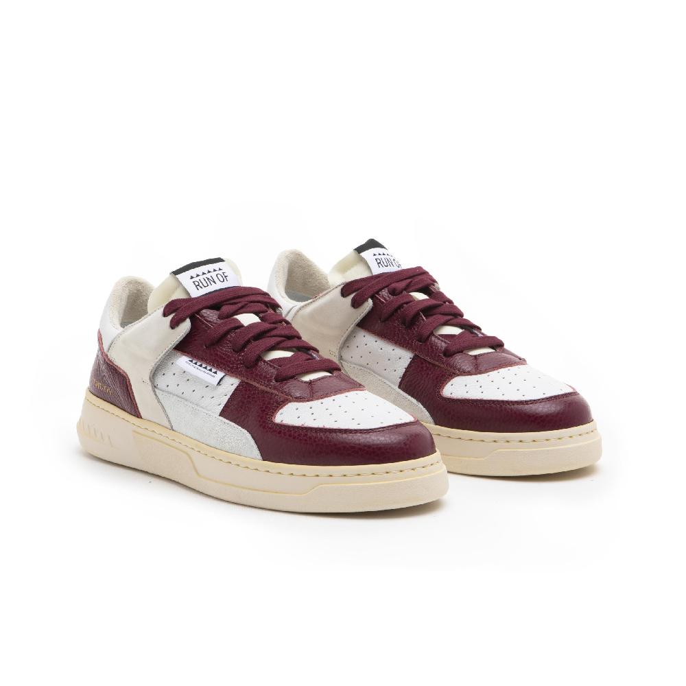 RUN OF Detroit/Three Sneakers In Pelle Bordeaux E Bianca | %