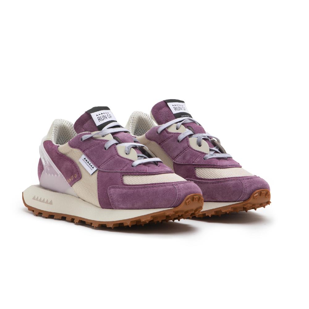 RUN OF Grape Sneakers In Pelle Scamosciata Viola E Mesh