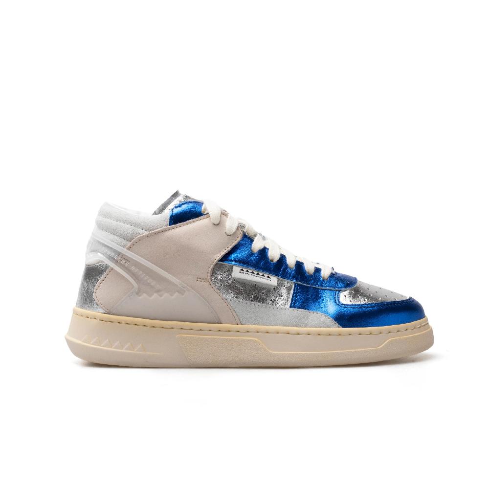 RUN OF Key Mid Sneakers Mid In Pelle Di Colori Metallizzati