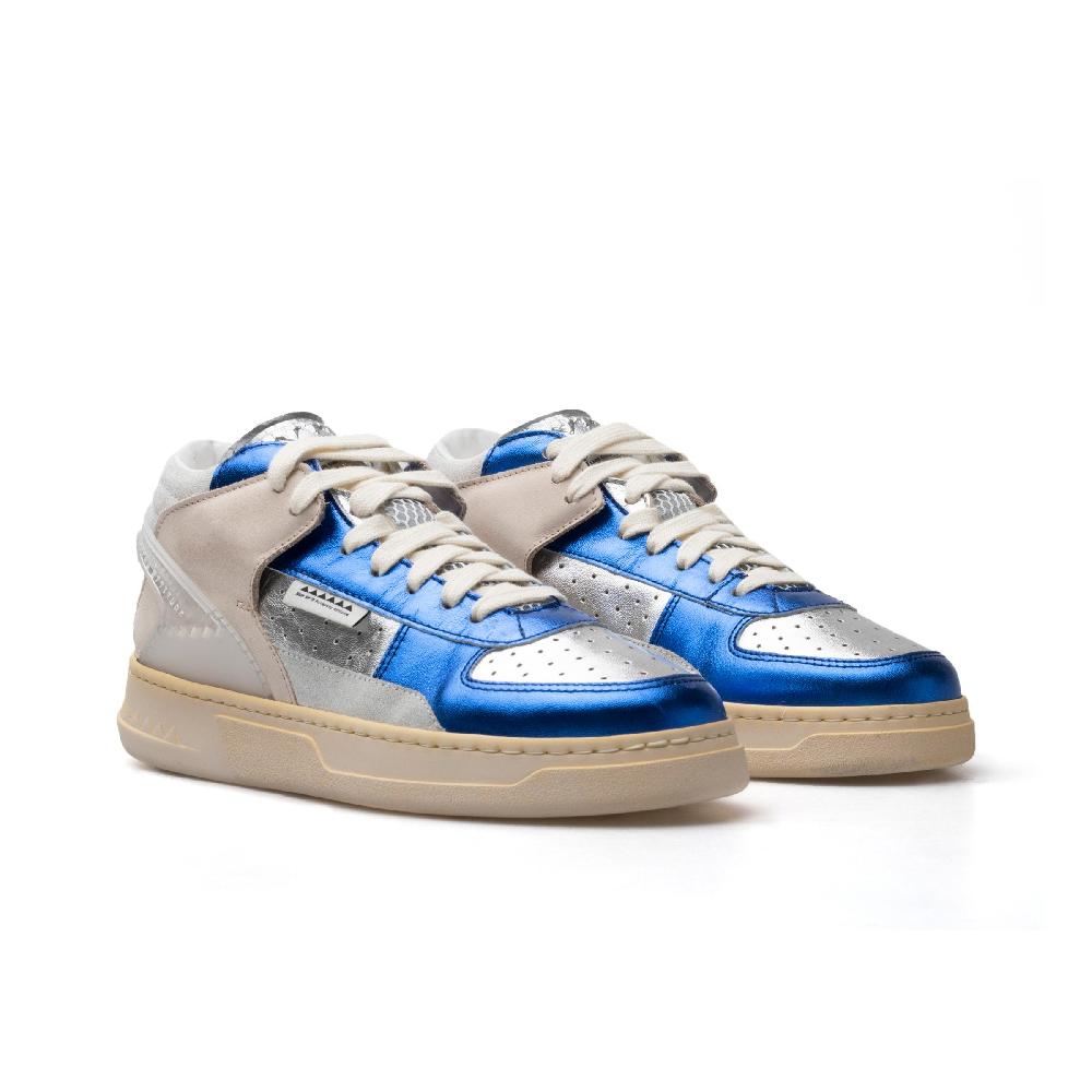 RUN OF Key Mid Sneakers Mid In Pelle Di Colori Metallizzati