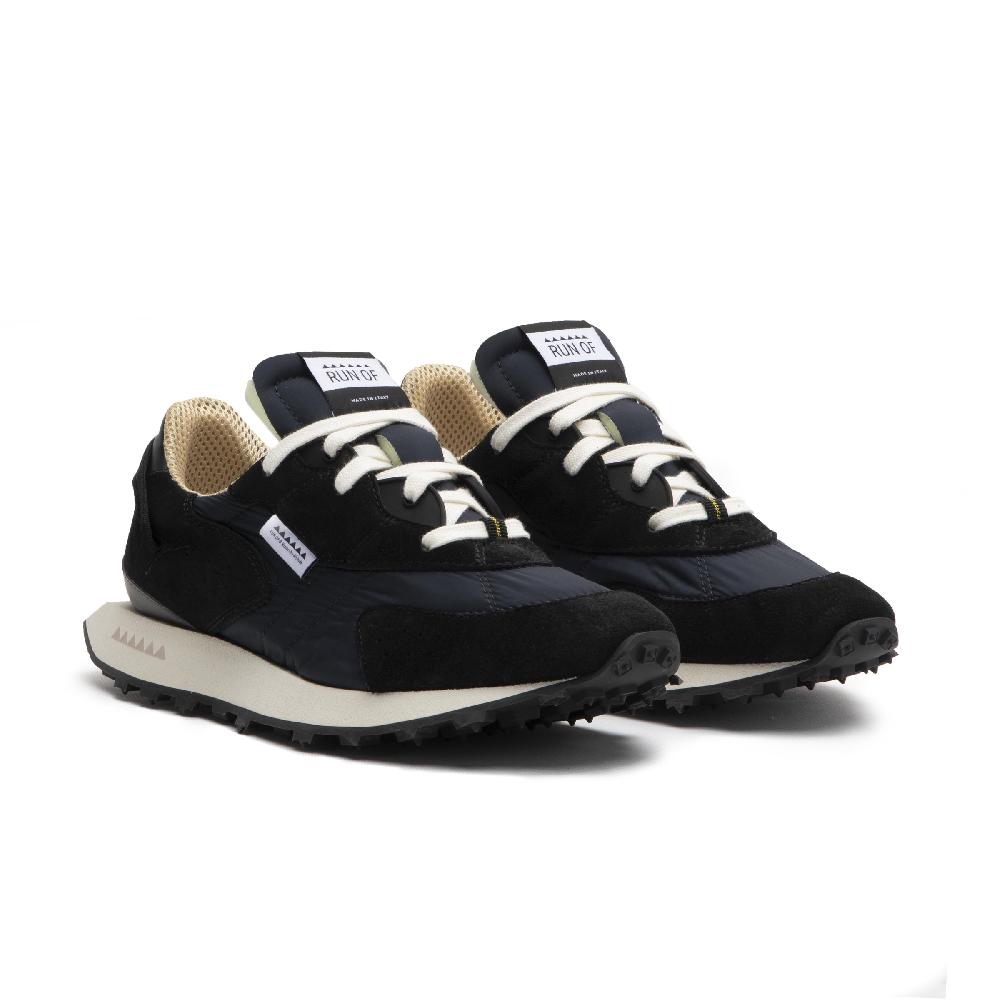 RUN OF Kripto Sneakers In Pelle Scamosciata Nera E Nylon Nero