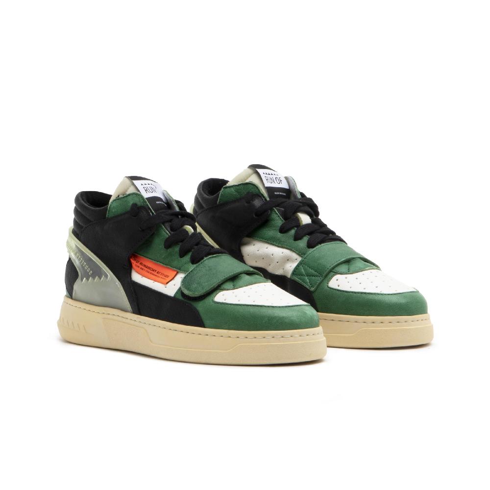 RUN OF Legend/Three Sneakers Medie In Pelle Bianca E Verde