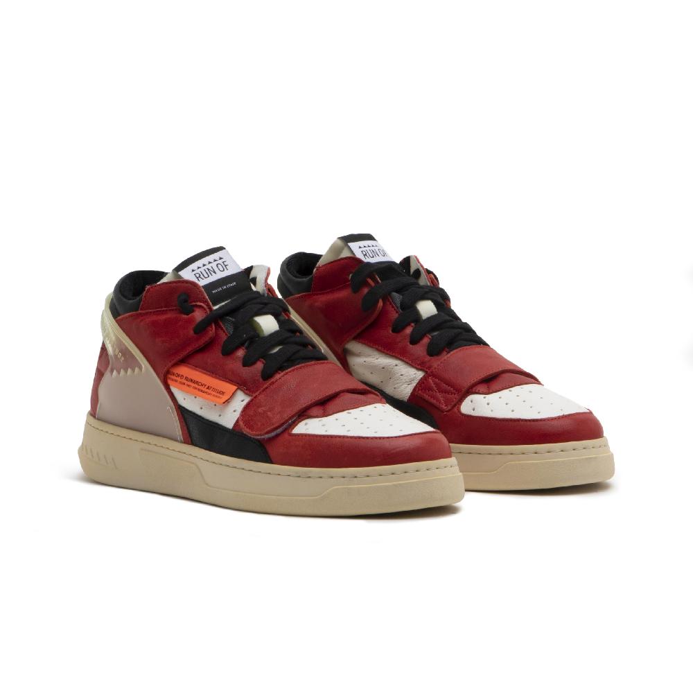 RUN OF Legend/Two Sneakers Medie In Pelle Bianca E Rossa
