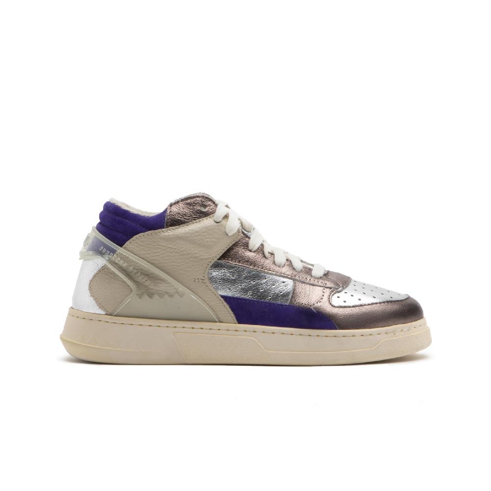 RUN OF Metal Punk sneakers mid in pelle di colori metallizzati