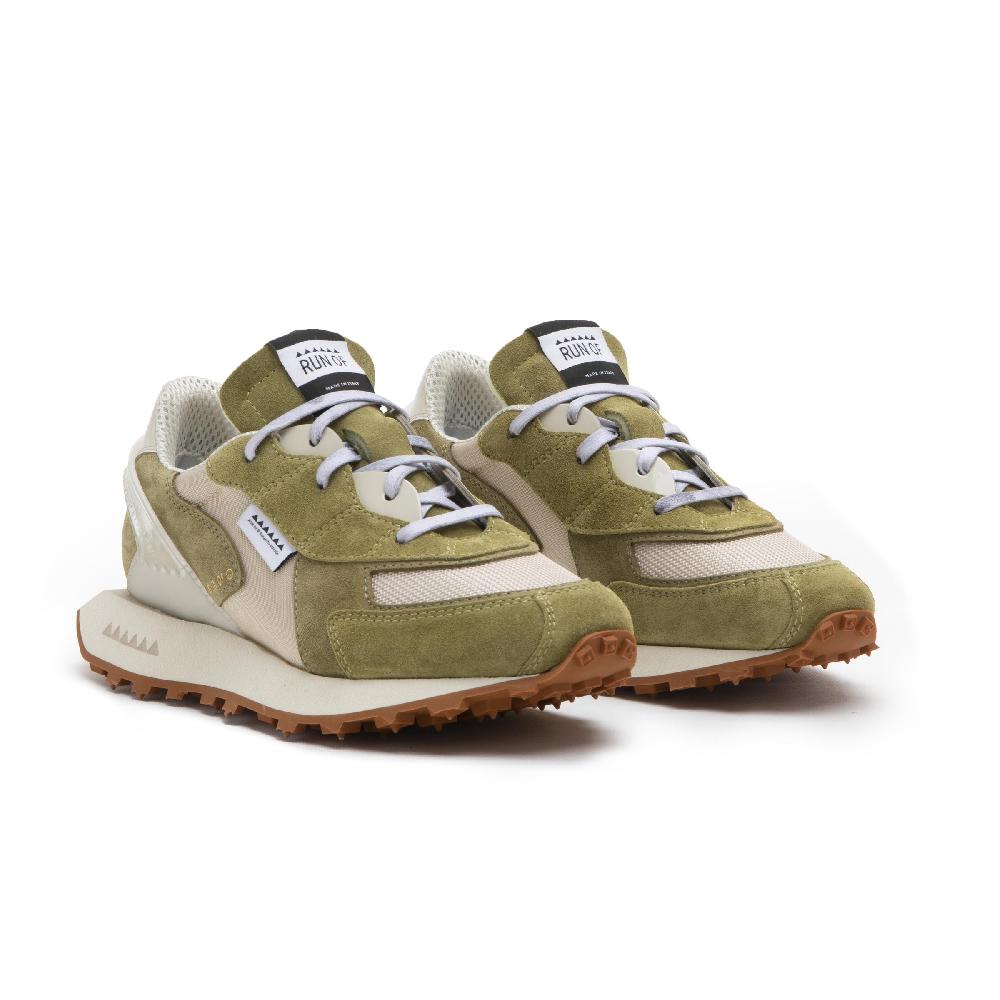 RUN OF Musk Sneakers In Pelle Scamosciata E Mesh Marrone