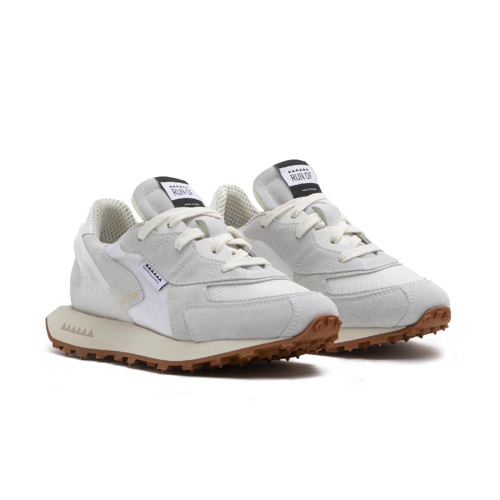 RUN OF Purity Sneaker Bianche In Pelle Scamosciata Nylon E Mesh